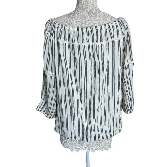 NWT Lauren Ralph Lauren Black & White Striped Seersucker Blouse size XXL - Picture 3 of 8